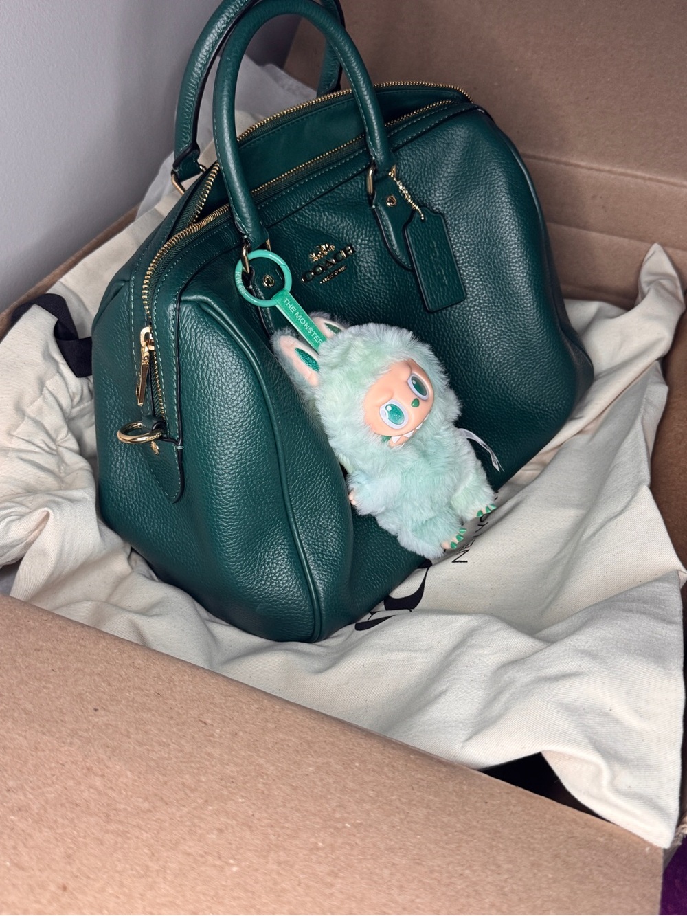 💚NWT Coach Emerald Soft Pebbled Leather Satchel with Gold Hardware💚